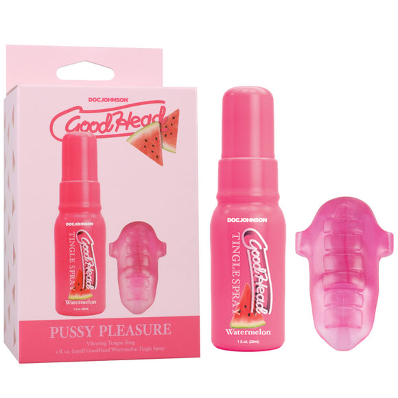 GoodHead Pussy Pleasure Party Kit - Watermelon GoodHead Tingle Spray and Vibrating Tongue Ring-1363-23-BX