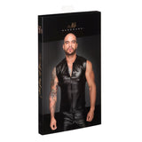 Powerwetlook Sleeveless Hooded Shirt w 2 Way Zipper-H062-BLK-M