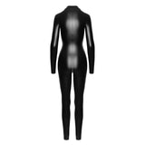 Power Wetlook Catsuit w Front Zipper-F293-BLK-M
