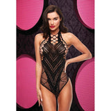 Bling Bling Fishnet Bodysuit Black-LC-103-BK-DIA