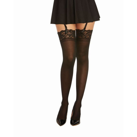 Dreamgirl Thigh High Sheer Lace Stockings Black-0002-BLK-O/S