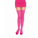 Dreamgirl Thigh High Silicone Stockings Neon Pink-0005N-NPK-O/S
