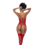 Red 2 Pc Set w/ Matching Thong-8896-RED-S/M