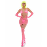 Pink Mesh Bling Ring Set incl Pasties-65006-LIL-O/S