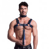 Vegan Bulldog Harness Black and Blue-SF-23389-BLK/BLU-L/XL