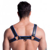 Vegan Bulldog Harness Black and Blue-SF-23389-BLK/BLU-L/XL