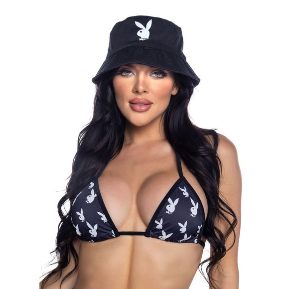 PlayBoy Bucket Hat-PBS111-BLK/WHT-O/S