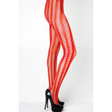 Stella Elyse Coiled Lines Fishnet Tights Red-6110003R-RED