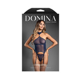 DOMINA Gartered Bustier & Panty - Navy - Navy Blue - S/M Size-2417NVY-SM-B