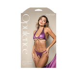 OPULENCE Pearl Draped Bralette & Crotchless Panty - Purple - M/L Size-2428PUR-ML-B
