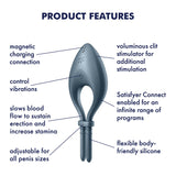 Satisfyer Bullseye - Navy - Navy Vibrating Adjustable Lasso Cock Ring