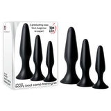 Adam & Eve Silicone Booty Boot Camp Training Kit - Black Butt Plugs - Set of 3 Sizes-401M 0000