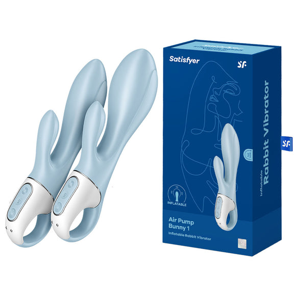 Satisfyer Air Pump Bunny 1 - Blue USB Rechargeable Inflatable Rabbit Vibrator-4038568