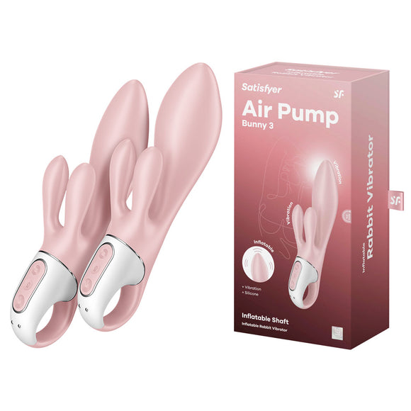 Satisfyer Air Pump Bunny 3 - Pink USB Rechargeable Inflatable Rabbit Vibrator-4038582