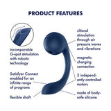 Satisfyer Pro+ Wave 4 - Blue USB Rechargeable Vibrator with Air Pulse Stimulation and App Control