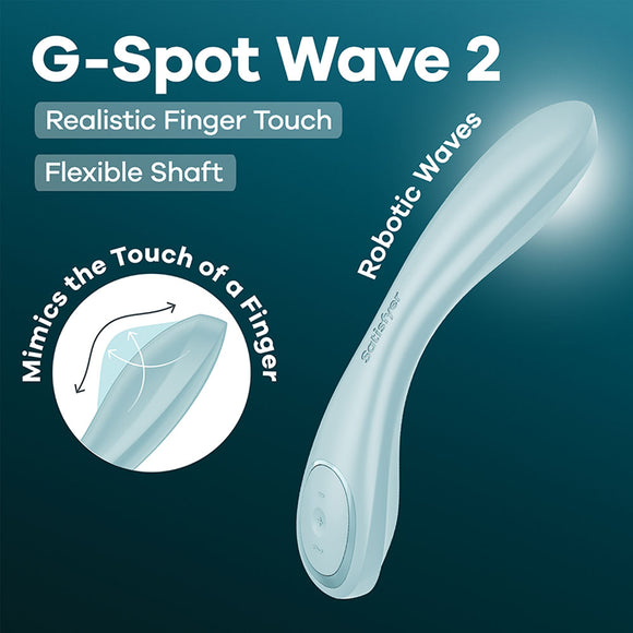 Satisfyer G-Spot Wave 2 - Ice Blue - Ice Blue 23.6 cm USB Rechargeable Flicking Tip Vibrator-4045757