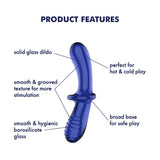Satisfyer Double Crystal - Blue - Blue Glass Double Ended Dildo-4045931