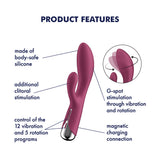 Satisfyer Spinning Rabbit 1 - Red - Red 20 cm USB Rechargeable Rotating Rabbit Vibrator