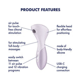 Satisfyer Wand-erful - Violet 15.8 cm USB Rechargeable Air Pulse Massage Wand