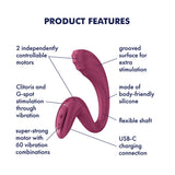 Satisfyer G For Goddess 3 - Wine Red - Wine Red 16 cm USB-C Rechargeable Vibrator with Clit Stim