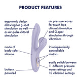 Satisfyer Pro + G-Spot - Battery Series - Lavender Vibrator with Air Pulse Clitoral Stimulator