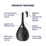 Satisfyer Clean & Play 2-in-1 - Black Unisex Douche with 2 Nozzles
