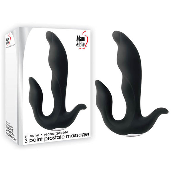 Adam & Eve 3-Point Prostate Massager - Black USB Rechargable Vibrating Prostate Massager-485R 0000