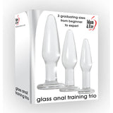 Adam & Eve Glass Anal Training Trio - Clear Glass Butt Plugs - Set of 3 Sizes-896F 2400