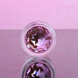 Adam & Eve PINK GEM GLASS PLUG MEDIUM - Clear Glass 8.7 cm Butt Plug with Pink Gem Base-AE-WF-1140-2
