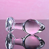 Adam & Eve PINK GEM GLASS PLUG MEDIUM - Clear Glass 8.7 cm Butt Plug with Pink Gem Base-AE-WF-1140-2