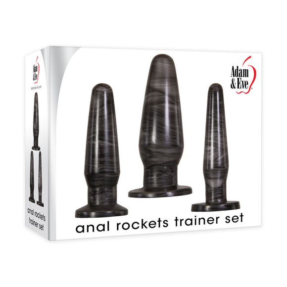 Adam & Eve ANAL ROCKETS TRAINER SET - Black Butt Plugs - Set of 3 Sizes-AE-WF-8799-2