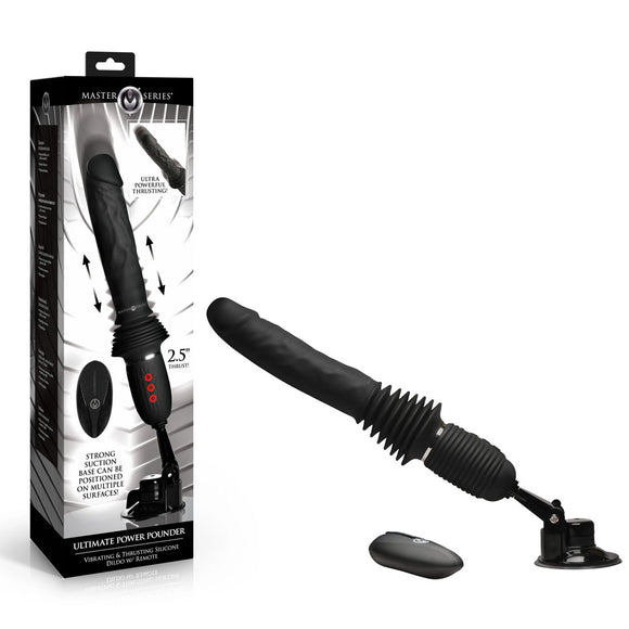 Master Series Ultimate Power Pounder - Black 30 cm USB Rechargeable Thrusting Vibrator-AH606