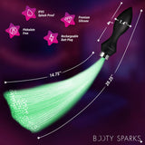 Booty Sparks Vibrating Silicone Fibre Optical Butt Plug - Black USB Rechargeable Butt Plug with Multicolour Fibre Optic Tail