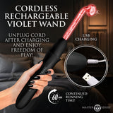 Master Series Electrawand - Black Rechargeable E-Stim Violet Wand with Attachments