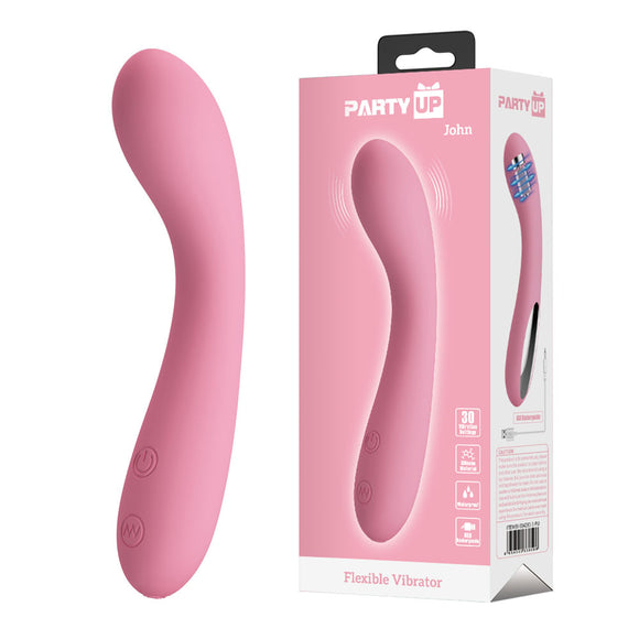 Party Up JOHN Flexible Vibe - Pink - Pink 16 cm USB Rechargeable Vibrator-BI-014281-1-PU