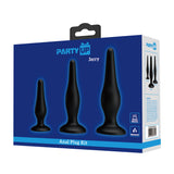 Party Up JERRY Butt Plug Set - Black Butt Plugs - Set of 3 Sizes-BI-014456H-PU