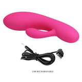 Party Up CLARE Flexible Vibe - Pink - Pink 16.9 cm USB Rechargeable Rabbit Vibrator-BI-014495-3-PU