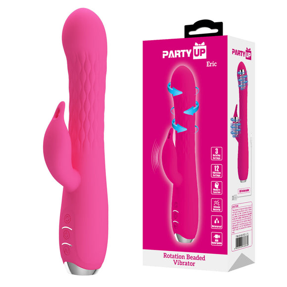 Party Up ERIC Rotating Beads Vibrator - Pink - Pink 20.5 cm USB Rechargeable Rabbit Vibrator with Rotating Bead Shaft-BI-014692-1-PU