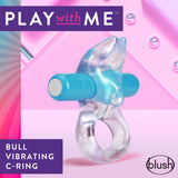 Play With Me Bull Vibrating C-Ring - Clear/Blue Vibrating Cock Ring