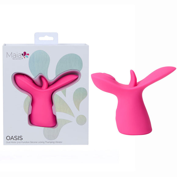 Maia OASIS - Pink - Pink USB Rechargeable Dual Motor Licking & Thumping Stimulator-BO-25-16-PINK