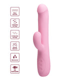 Party Up DEAN Wavy Rotation Vibe - Pink - Pink 23.8 cm USB Rechargeable Rotating Rabbit Vibrator-BW-069004-PU