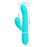 Party Up PAUL Rolling Beads Vibrator - Teal - Teal 22.6 cm USB Rechargeable Thrusting Rabbit Vibrator-BW-500034-1-PU