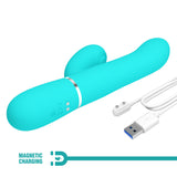 Party Up PAUL Rolling Beads Vibrator - Teal - Teal 22.6 cm USB Rechargeable Thrusting Rabbit Vibrator-BW-500034-1-PU