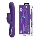 Party Up ALAN Dual Motor Vibrator - Purple - Purple 22.8 cm USB Rechargeable Vibrator with Licking Clit Stimulator and Thumping Shaft-BW-500035-2-PU