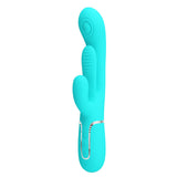 Party Up ANDY Multi Function Vibrator - Teal - Teal 22.2 cm USB Rechargeable Rabbit Vibrator with Flicking and Thumping Tip-BW-500041-1-PU