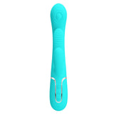 Party Up ANDY Multi Function Vibrator - Teal - Teal 22.2 cm USB Rechargeable Rabbit Vibrator with Flicking and Thumping Tip-BW-500041-1-PU