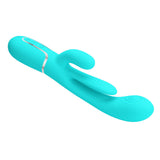 Party Up ANDY Multi Function Vibrator - Teal - Teal 22.2 cm USB Rechargeable Rabbit Vibrator with Flicking and Thumping Tip-BW-500041-1-PU