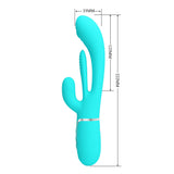 Party Up ANDY Multi Function Vibrator - Teal - Teal 22.2 cm USB Rechargeable Rabbit Vibrator with Flicking and Thumping Tip-BW-500041-1-PU