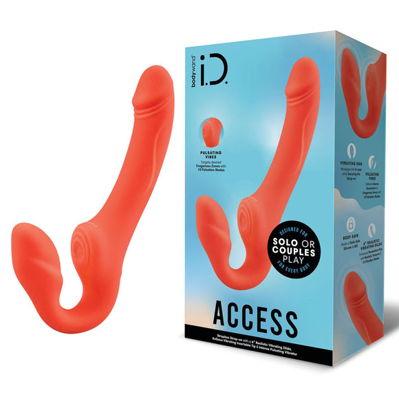 Bodywand ID Access Strapless Strap-On - Orange 15.2 cm USB Rechargeable Strapless Strap-On-BW223