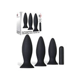 Adam & Eve Rechargeable Vibrating Anal Trainer Kit - Black Butt Plugs with USB Rechargeable Bullet-C278 8000